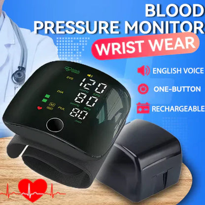 Rechargeable Wrist Blood Pressure Monitor | LED Mini Portable Display